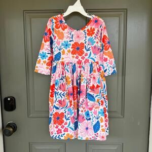 Mila & Rose Colorful Carnations 3/4 Sleeve Pocket Twirl Dress 5-6